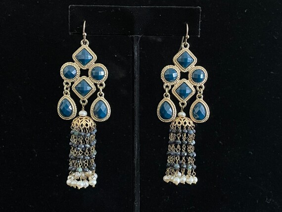 Beautiful Blue Dangly Jhumka Earrings - image 1