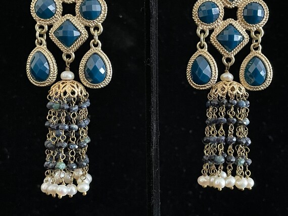 Beautiful Blue Dangly Jhumka Earrings - image 3