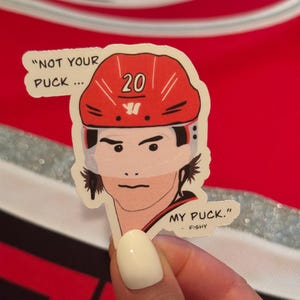 Sebastian Aho Mic&#39;d Up &quot;Not Your Puck, My Puck&quot; Carolina Hurricanes Sticker
