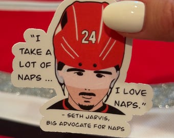 Seth Jarvis &quot;I Love Naps&quot; Carolina Hurricanes Sticker