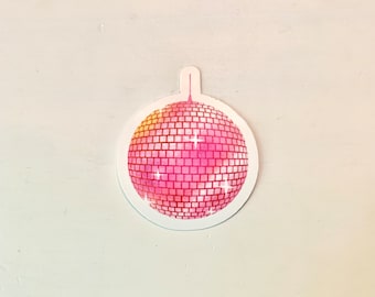Preppy Pink Disco Ball Sticker