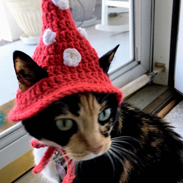 Red Mushroom Wizard Cat Hat Cat Costumes Cat Supplies Cat Clothing Cat Accessories Pet Costumes Pet Accessories  Pet Clothing