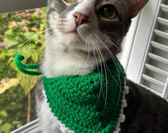 Christmas Holidays Cat Bandana Crocheted Cat Bandana Cat Accessories Cat Supplies Cat Costumes Pet Accessories Pet Supplies Pet Clothing