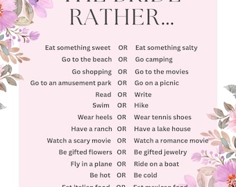 Bridal Shower Party Games, Bridal Party Games, Wedding Shower Games, Printable Games