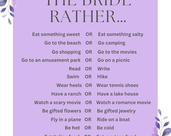 Bridal Shower Party Games, Bridal Party Games, Wedding Shower Games, Printable Games