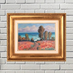 Pintura al óleo de paisaje marino, pintura original, decoración del hogar, arte de camino al mar, arte de pared hecho a mano, lienzo de Interalmaz
