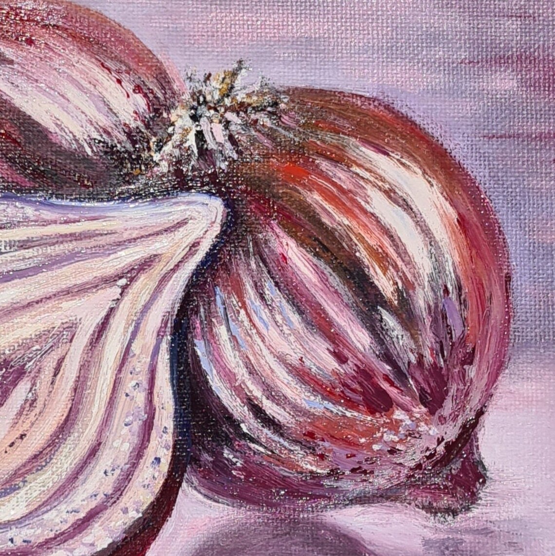 Onion painting Still life original wall art Red onion artwork Etsy
