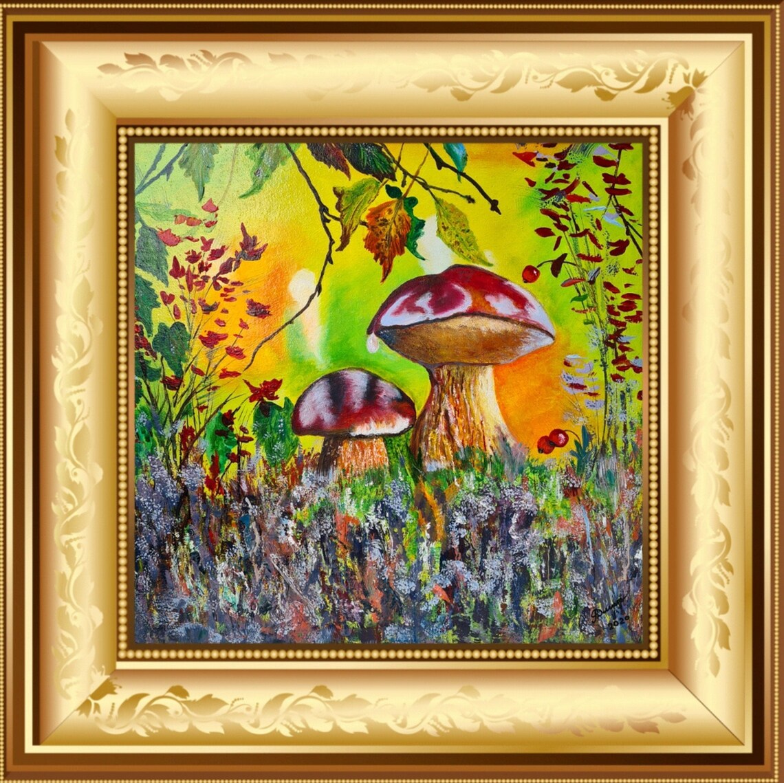 Mushrooms Oil Painting Forest Painting Canvas Landscape Etsy UK
