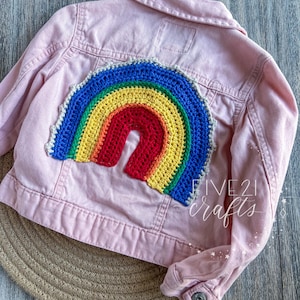 Patchwork Pink Light Weight Denim Jacket - Rainbow Patch