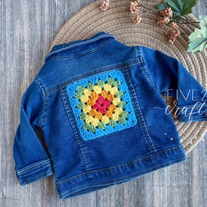 Denim Patchwork Jacket - Granny Square Patch