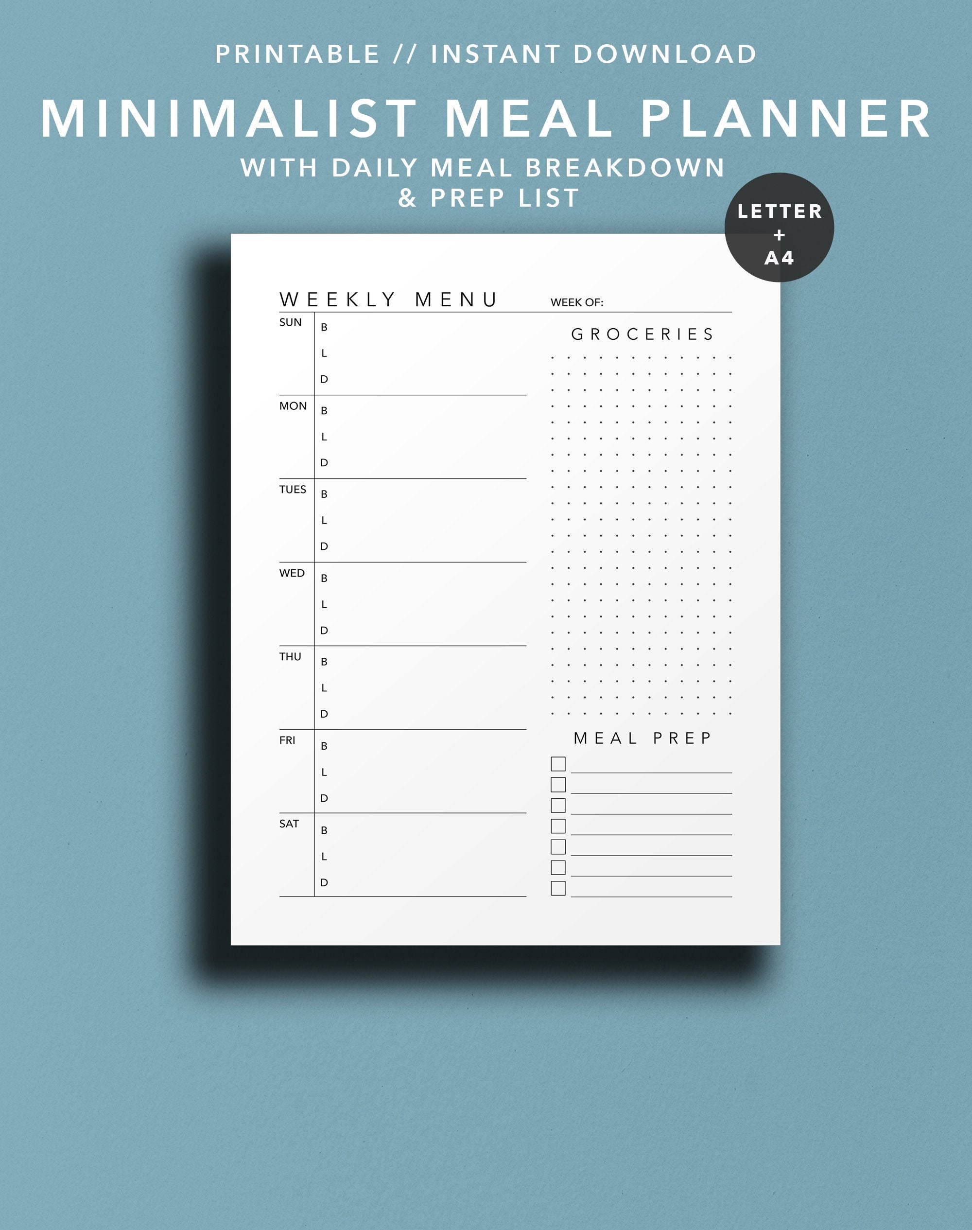 Minimalist meal planner printable - neryzine