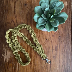Sage Green Crochet lanyard | cotton lanyard/badge holder, keyring, keycard