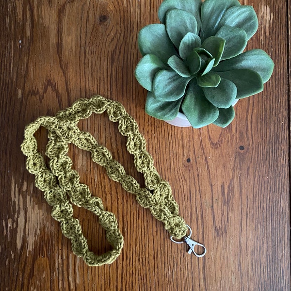 Sage Green Crochet lanyard | cotton lanyard/badge holder, keyring, keycard