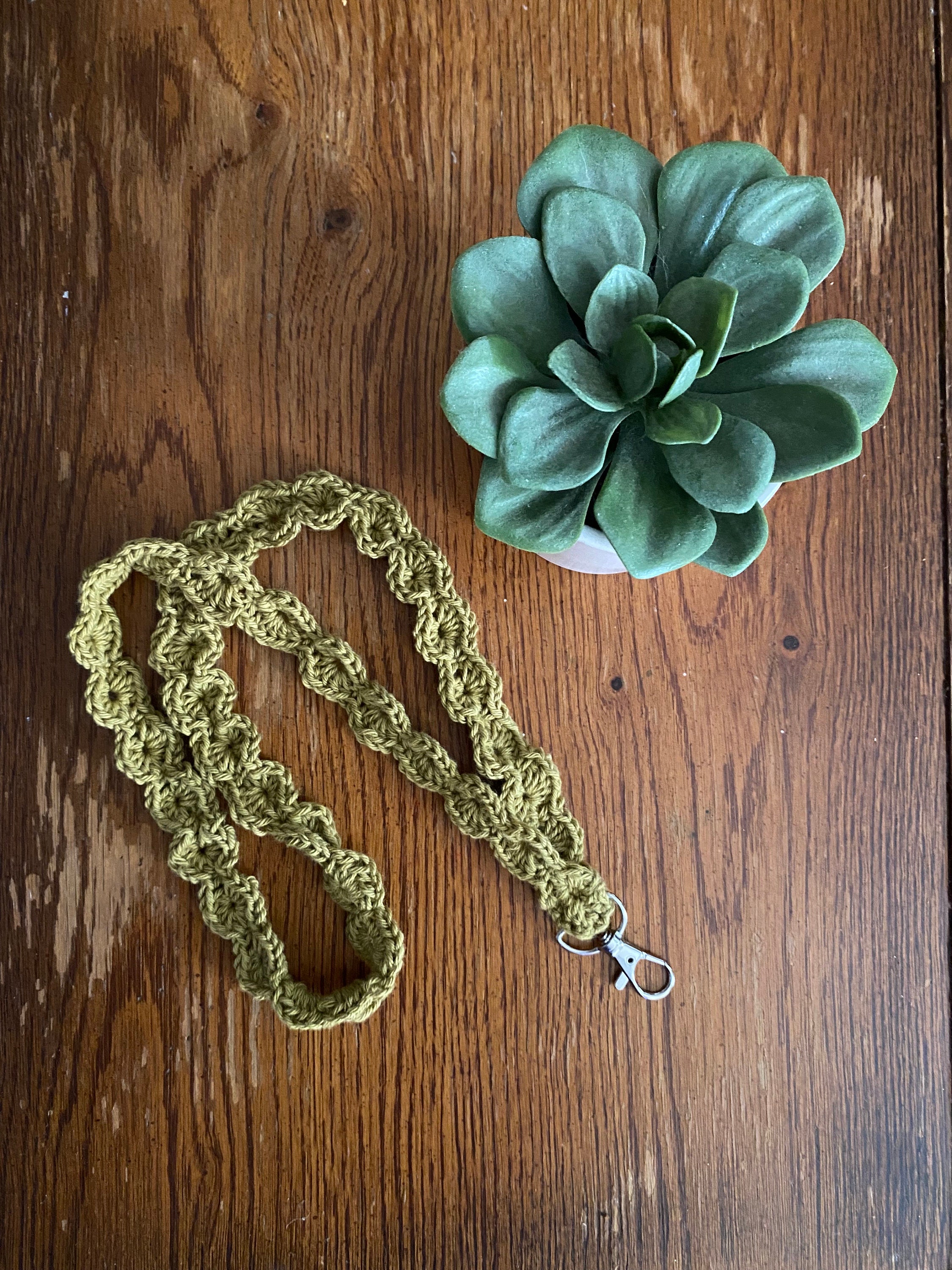 Sage Green Crochet Lanyard Cotton Lanyard/badge Holder, Keyring, Keycard 
