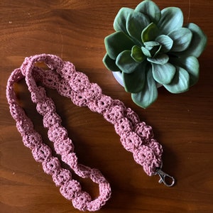 Pink Crochet lanyard | cotton lanyard/badge holder, keyring, keycard