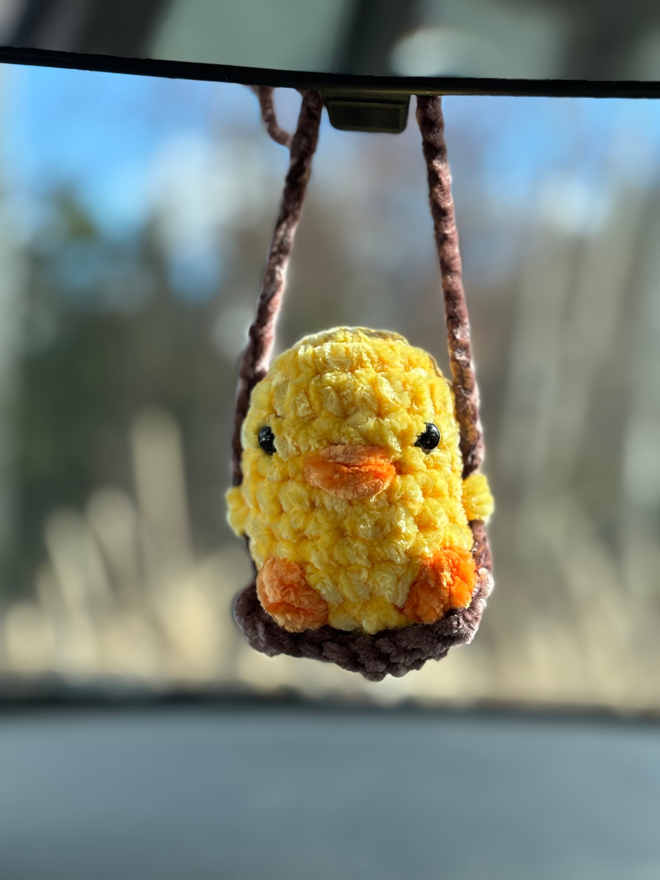 Swinging Duck Rearview Mirror Hanging Crochet Etsy