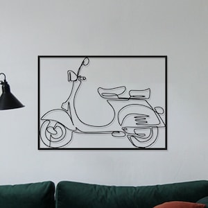 Motorcycle Wall Art, Motorbike Metal Line Art, Minimalist Wall Decor, Office Boho Wall Decor