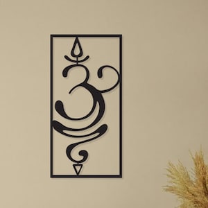 Sanskrit Om Wall Art, Metal Yoga Wall Decor, Breathe Metal Wall Art