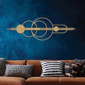 Gouden grote abstracte kunst, moderne muurkunst uit het midden van de eeuw, extra grote metalen gouden muurkunst, geometrische muurdecoratie