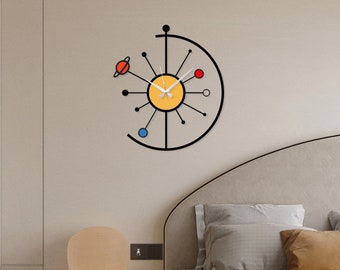 Reloj de pared de metal moderno, reloj de pared Galaxy, reloj de pared de cocina moderno