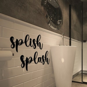 Splish Splash Metal Wall Sign para baños, Laundry Room Sign