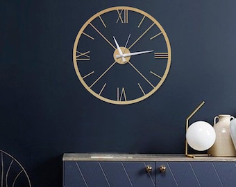 Modern Gold Metal Wall Clock: Minimalist Boho Decor