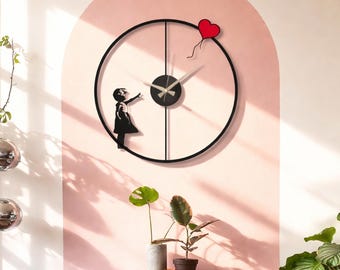 Banksy Ballon Mädchen Metall Wanduhr, Moderne Kunst Dekor