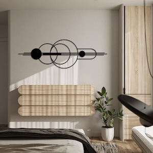 Round Wall Decor, Minimal Living Room Metal Wall Art, Geometric Wall Art, Metal Shapes Line Art