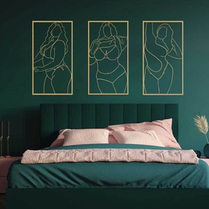 Gold Female Body Line Art: Metal Boho Wall Decor