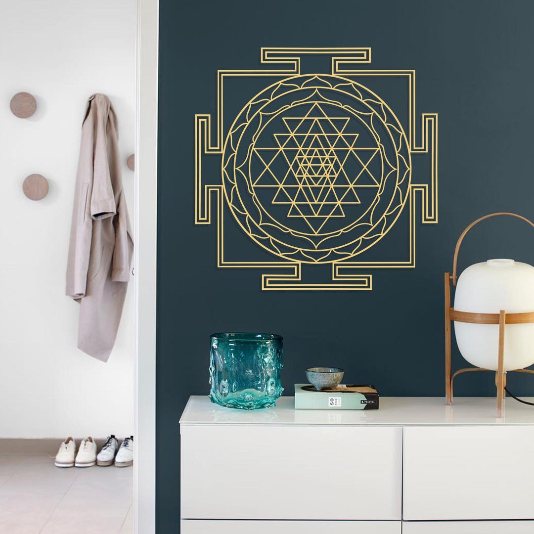 Sri Yantra Sacred Geometry, Zen Wall Art, Gold Yoga Gift, Spiritual ...