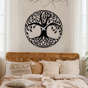 Celtic Tree of Life Clock, Unique Wall Clock, Metal Wall Clock, Large Bedside Clock