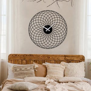 Lotus Flower Wall Clock: Sacred Geometry, Boho Decor