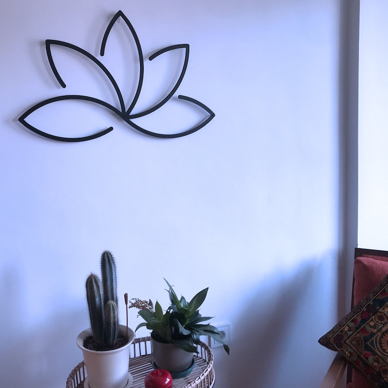 Lotus Wall Decor Modern Lotus Flower Wall Art Living Room Etsy