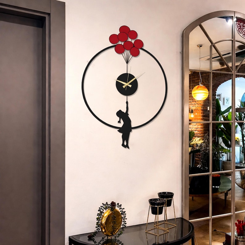 Banksy Balloon Girl Clock, Unusual Wall Clocks, Flying Balloons Funky ...