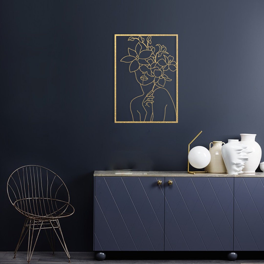 Female Gold Metal Wall Art Gold Wall Decor Gold Line Art Etsy