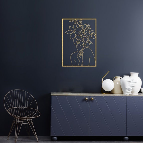 Female Gold Metal Wall Art Gold Wall Decor Gold Line Art Etsy