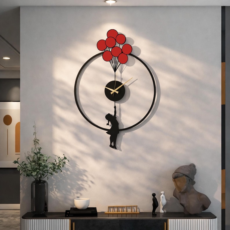 Banksy Balloon Girl Clock, Unusual Wall Clocks, Flying Balloons Funky ...