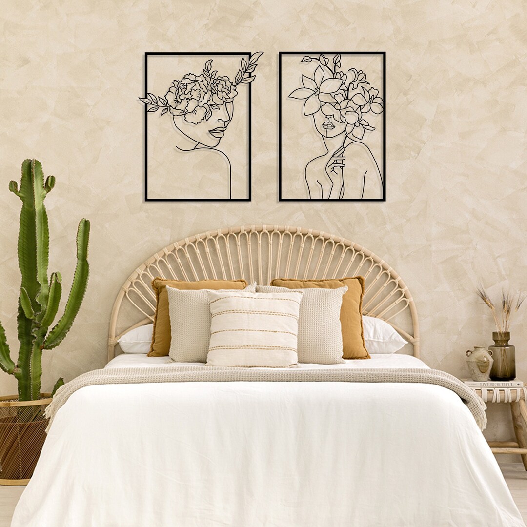 Over Bed Wall Decor Set Woman Wall Art Set of 2 Wall Art - Etsy