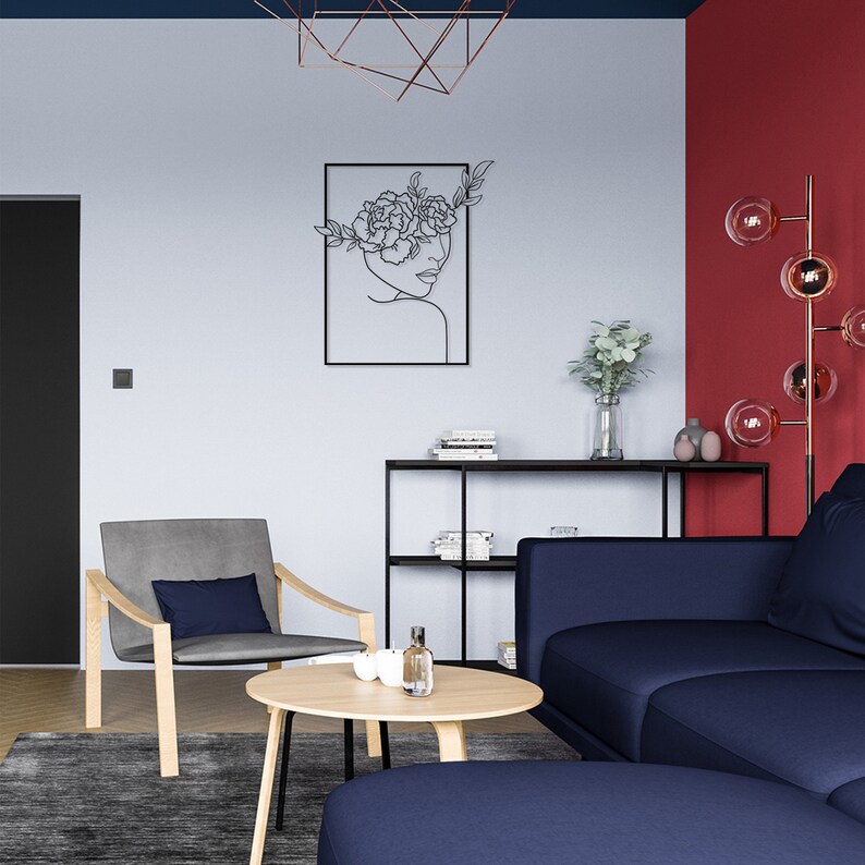 Single Line Art for Above Bed Flower Metal Art One Line Wall Etsy