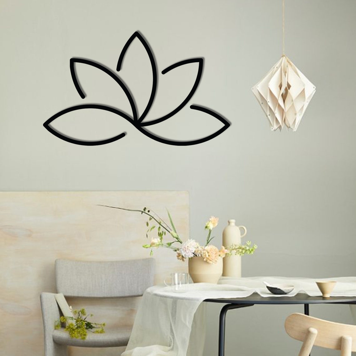 Lotus Wall Decor Modern Lotus Flower Wall Art Living Room Etsy