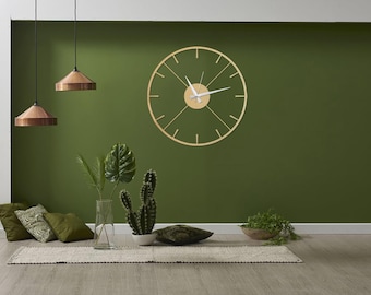 Gold Metal Large Wall Clock: Modern Boho Decor