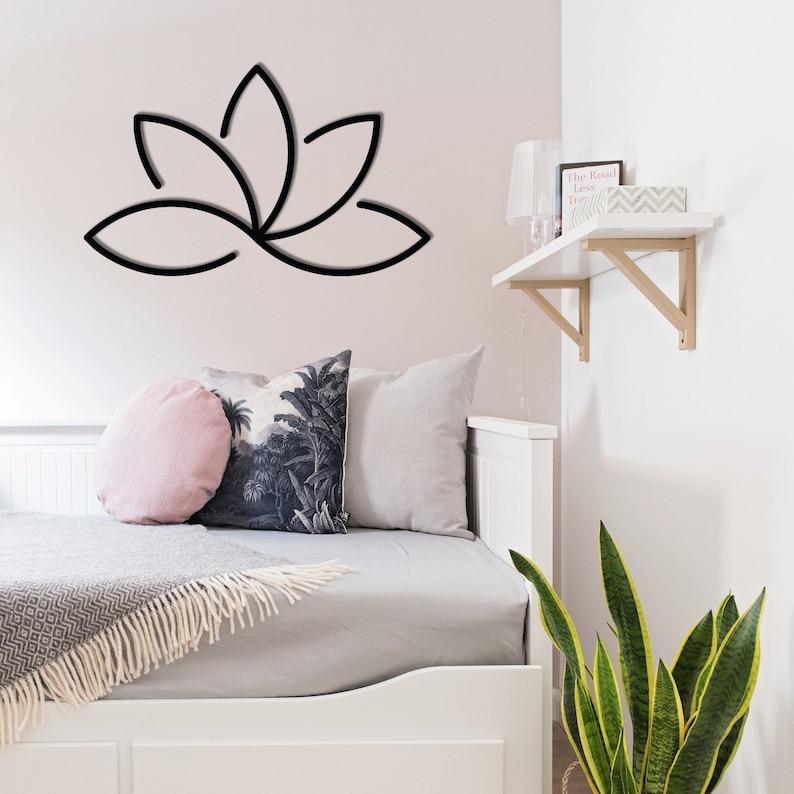 Lotus Wall Decor Modern Lotus Flower Wall Art Living Room Etsy