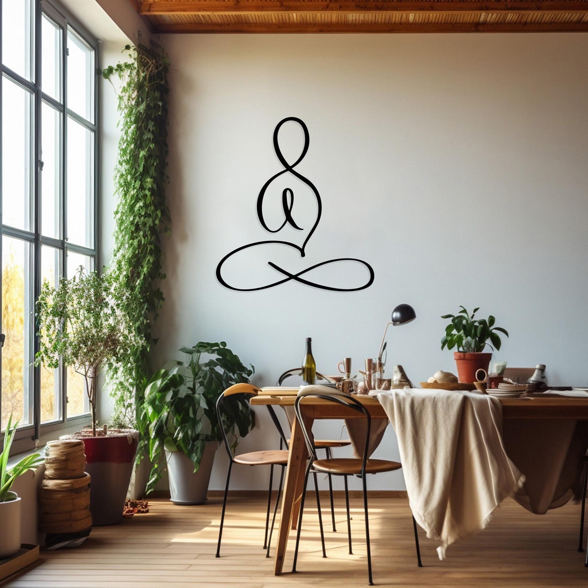 Metal Yoga Wall Art: Zen Studio Decor, Stainless Steel - Etsy
