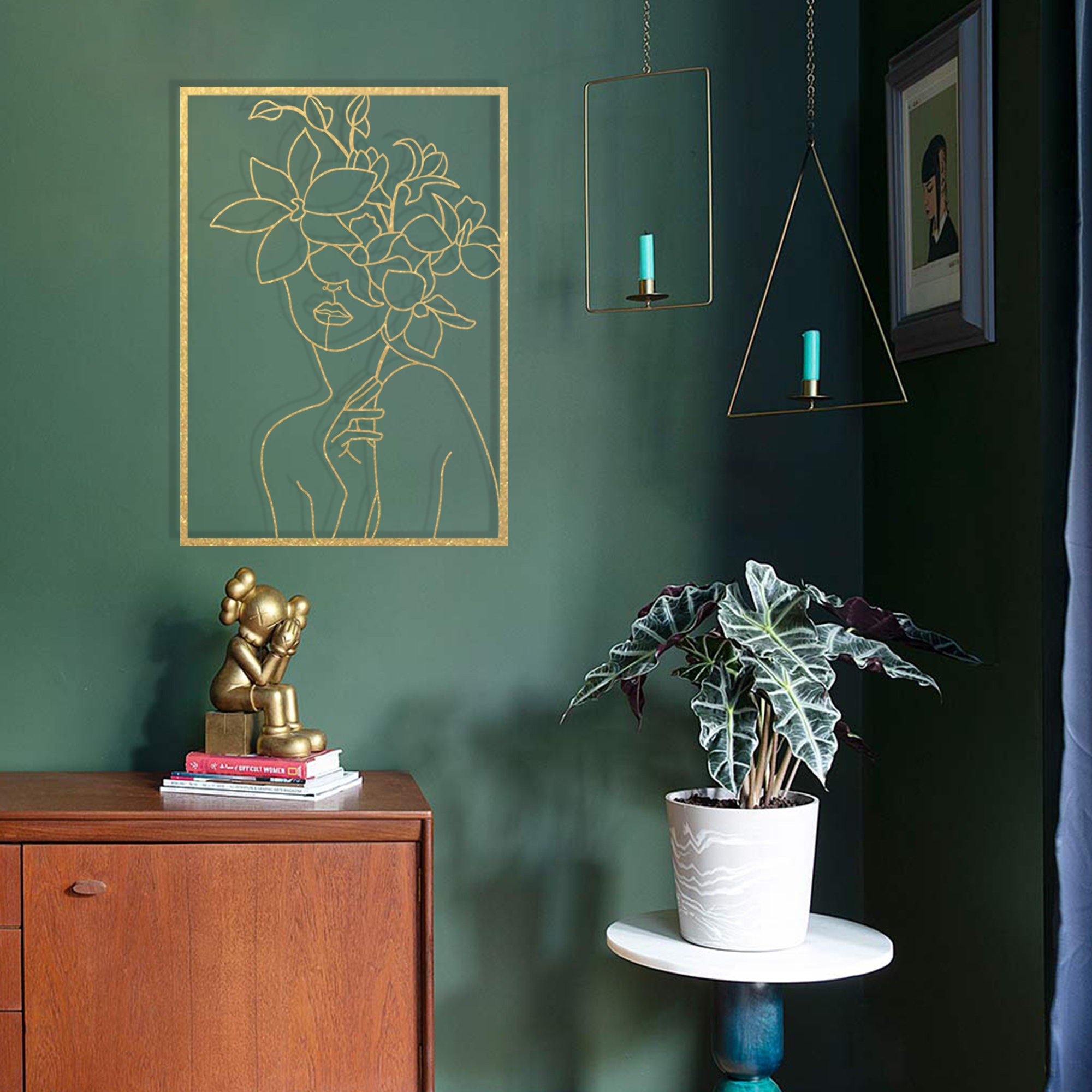 Female Gold Metal Wall Art Gold Wall Decor Gold Line Art Etsy