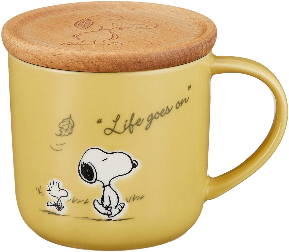 PEANUTS Snoopy Mug Season Pattern Yellow with Coaster 350ml Etsy