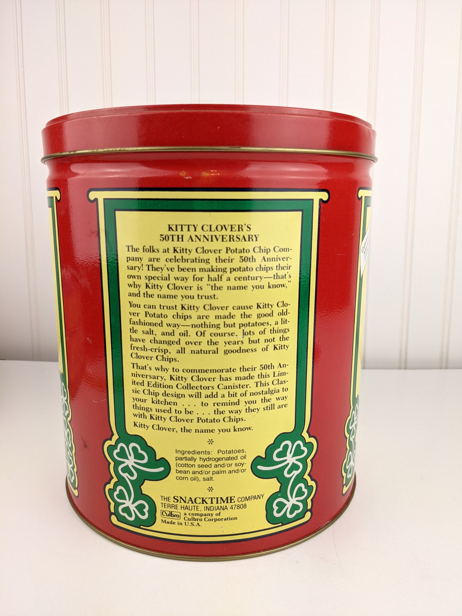 Kitty Clover Potato Chips Tin Collector's Cannister 50th Etsy