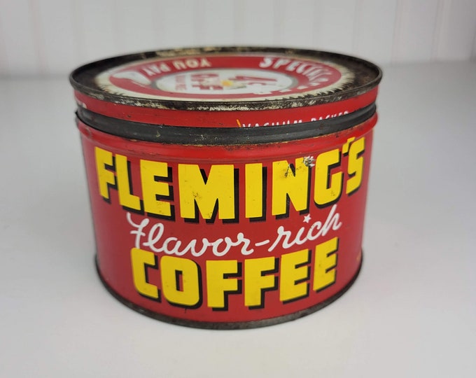 Vintage Fleming's Coffee Tin Coffee Can Etsy