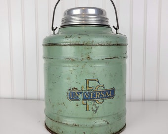 Vintage Ceramic Lined Metal Water Jug Beverage Cooler Vintage