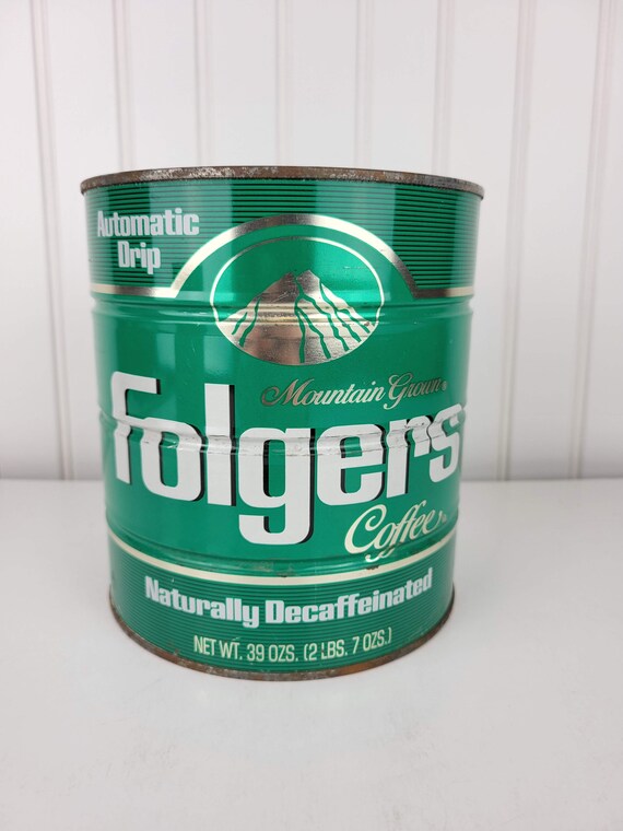 Green Folgers Coffee Can Vintage Metal Coffee Tin Etsy