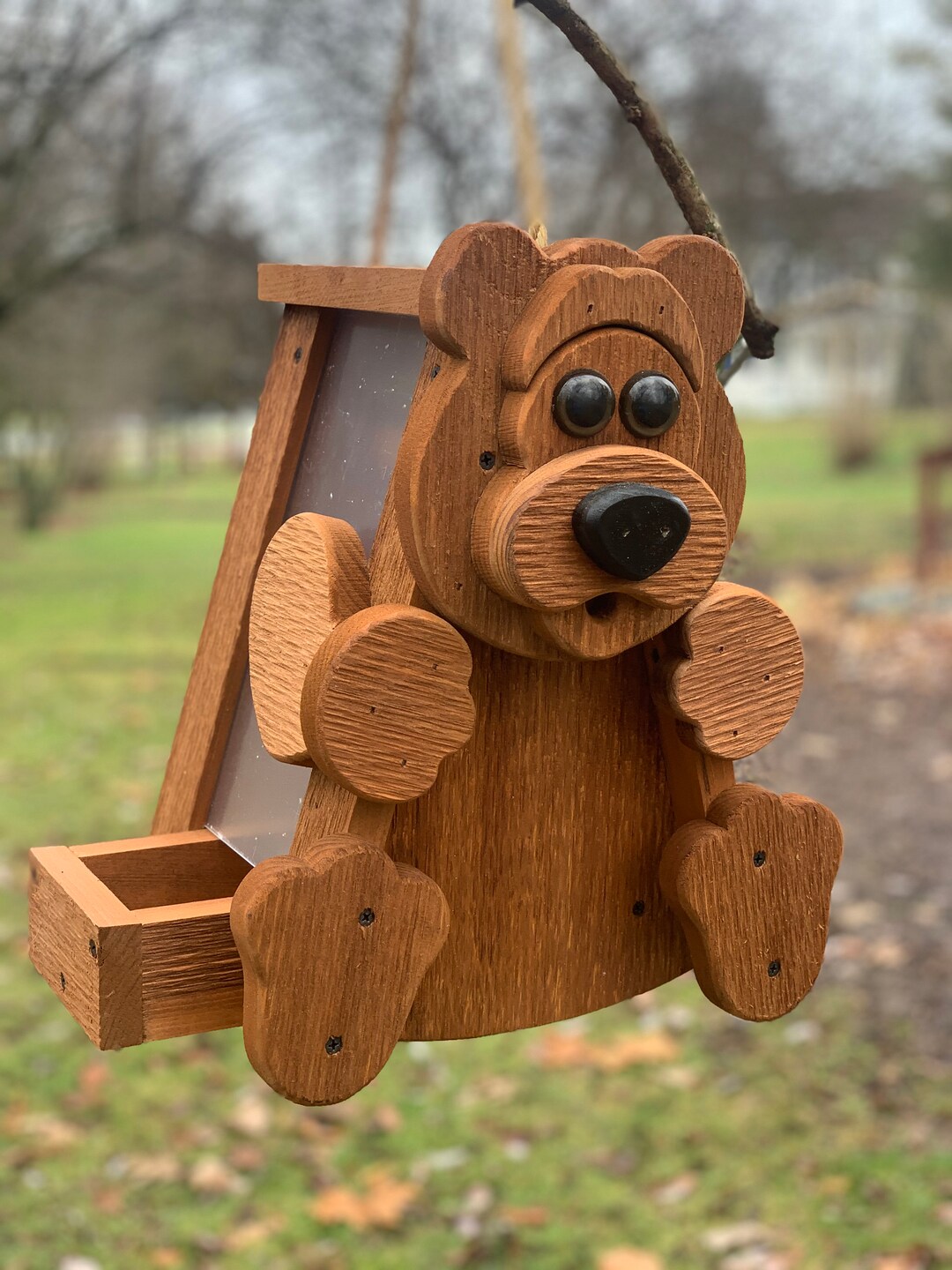 Bear Bird Feeder, Amish Handmade, Bird Feeder, Bear Decor,garden Decor